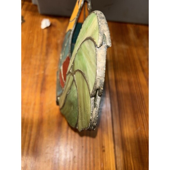 STAINED GLASS ROOSTER TEALIGHT CANDLE LAMP VINTAGE NON -ELECTRIC - Picture 4 of 9